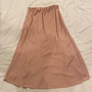 Pink satin ankle skirt